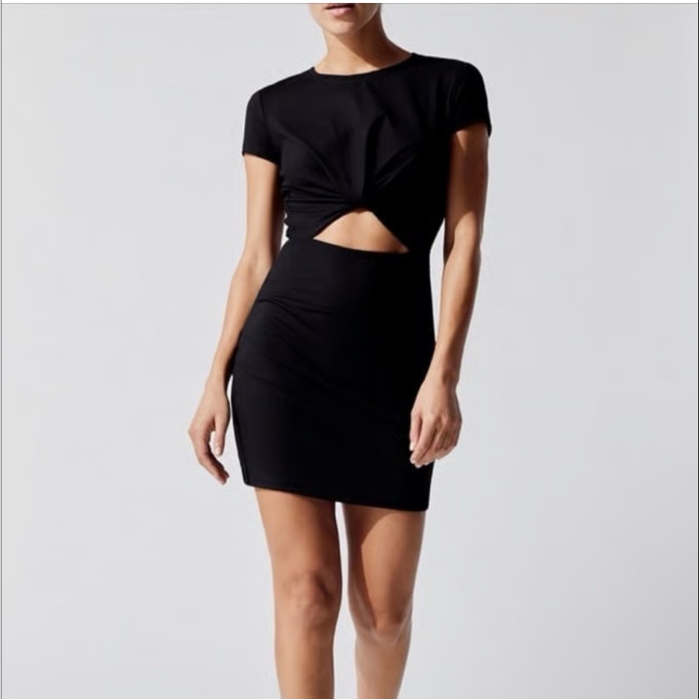 YEAR OF OURS Black Post Studio Cut Out Mini Dress Bodycon in Black Size Small